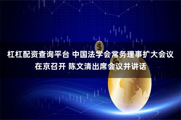 杠杠配资查询平台 中国法学会常务理事扩大会议在京召开 陈文清出席会议并讲话